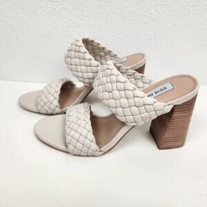 Steve Madden Women's Tielo Heeled Sandal in Cream Size 9.5 Excellent Condition